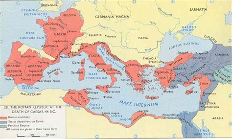 Map Of The Roman Republic In 44 Bc Historyvaultie