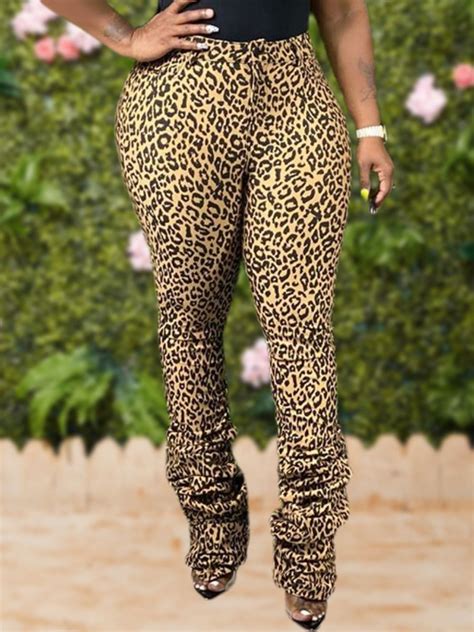 Lovely Casual Leopard Print Plus Size Pants Plus Size Pants Plus