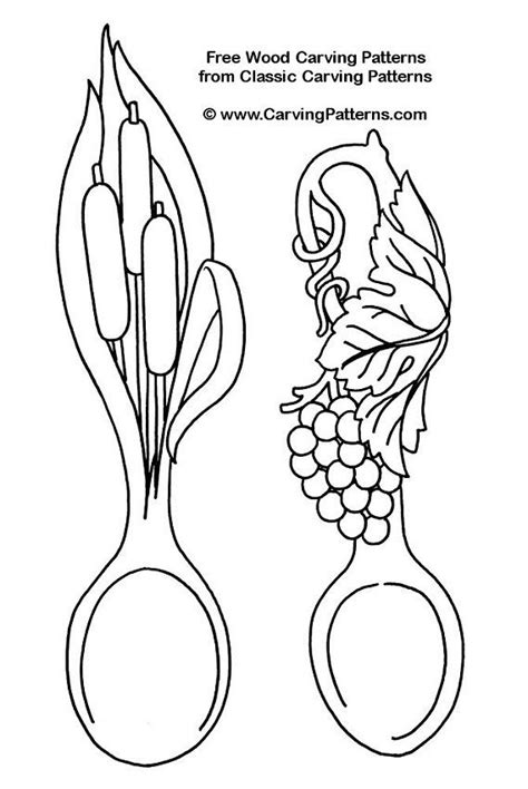 cat tail spoon, grape spoon - free wood carving patterns | Dremel