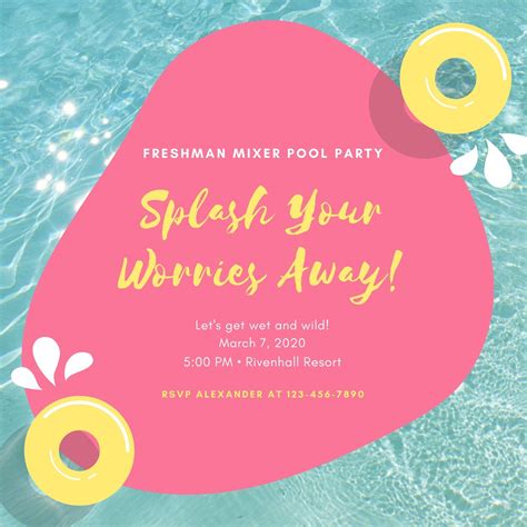 Canva Birthday Swim Party Customize Summer Party Invitation Instant