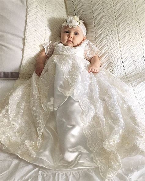 Pearl Beaded Off Whitewhite Lace Christening Baptism By Caremour