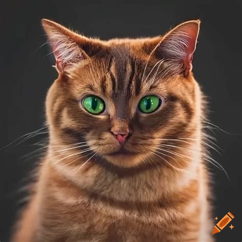 Adorable Dark Ginger Cat With Green Eyes On Craiyon