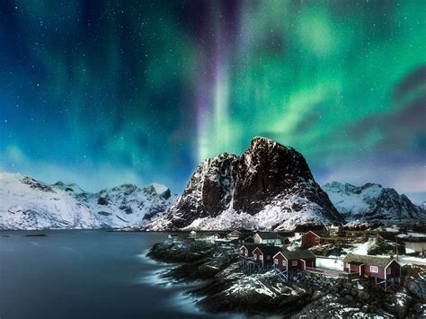 Noruega Costa Nieve Montañas Aurora 4k Ultra Hd Avance