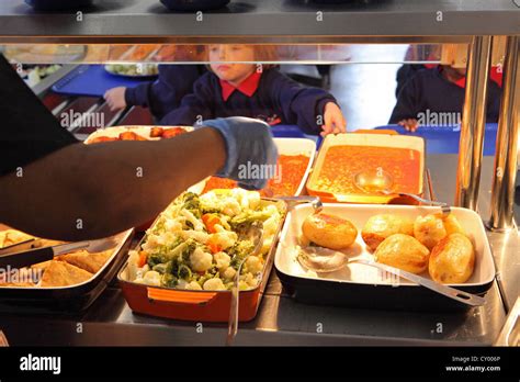 Primary School Lunchtime School Canteen Child Chooses School Dinner