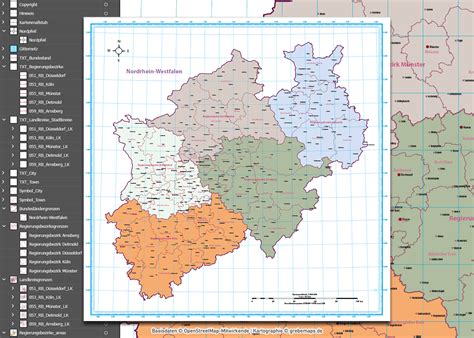 Aktuelles aus dem landkreis vechta. Nordrhein-Westfalen Vektorkarte NRW Regierungsbezirke ...