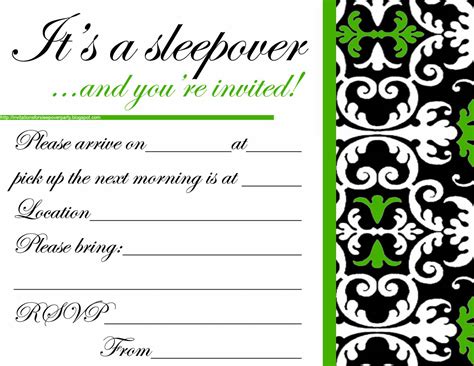 These invitations are sure to be a hit with your guests!no actual glitter or foil! INVITATIONS FOR SLEEPOVER PARTY