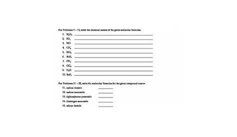 Naming Molecular Compounds Practice Worksheet Answers - art-probono