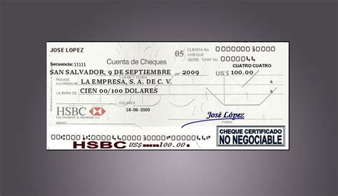 Cheque Certificado Uno de los cheques más seguros