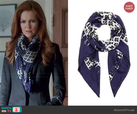 WornOnTV: Abby's blue printed scarf and black coat on Scandal | Darby 