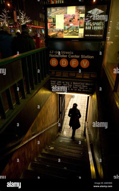 Passenger Entering The 47 50 Streets Rockefeller Center Subway Station