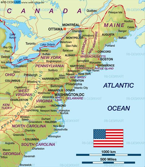 Map Of East Coast Usa United States Map In The Atlas Of The World