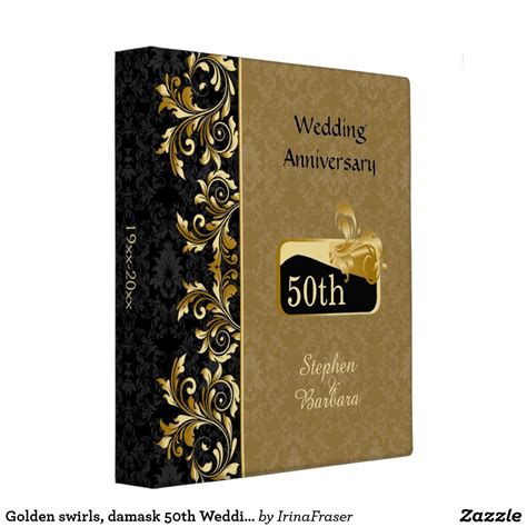 Golden Swirls Damask 50th Wedding Anniversary Binder Wedding Album Ts Wedding Binder