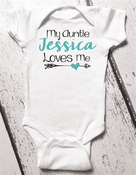 My Auntie Loves Me Baby Bodysuit Personalized Baby Gift Etsy Baby