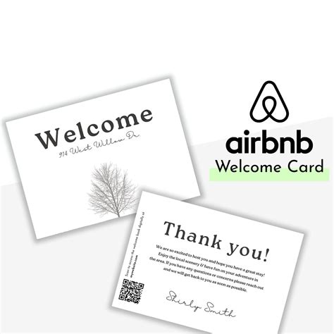 Airbnb Welcome Card Host Thank You Card Printable Template Airbnb