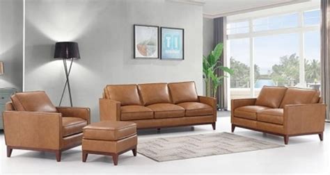 Leather Italia Newport Camel Leather Living Room Set Free Delivery