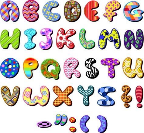 Cute cartoon design series 04 letters vector Free vector in