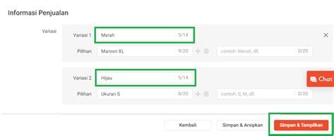 cara buat variasi di shopee