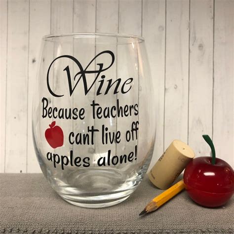 Teacher T Teacher Wine Glass Christmas Teacher T Etsy