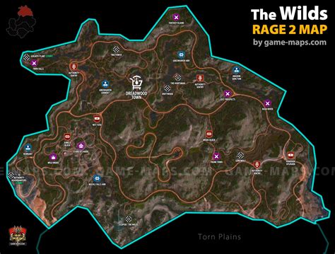 Rage 2 world map / wasteland. The Wilds Rage 2 Map | game-maps.com