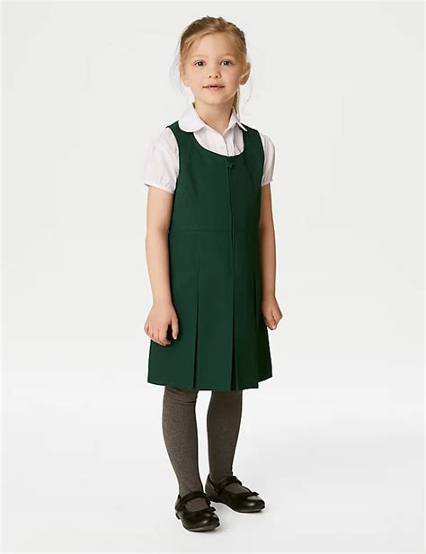 Girls Permanent Pleats School Pinafore 2 12 Yrs Mands Rs