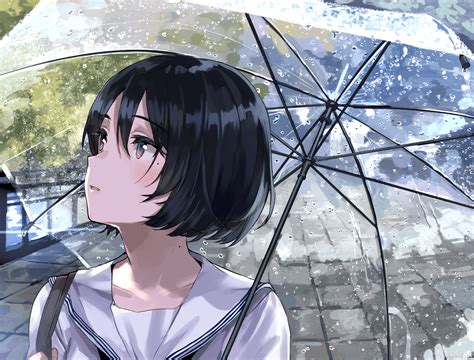 Anime Rain Girl Umbrella Wallpapers Wallpaper Cave