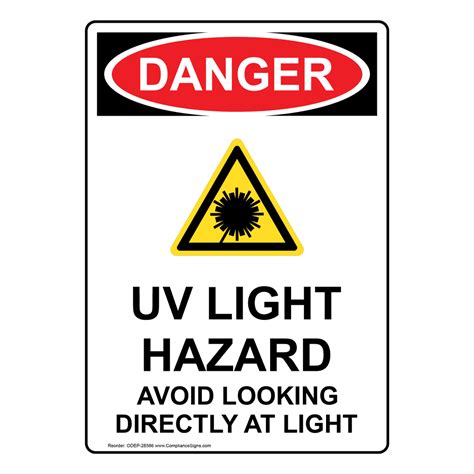 Osha Uv Light Hazard Avoid Looking Sign With Symbol Ode 28586