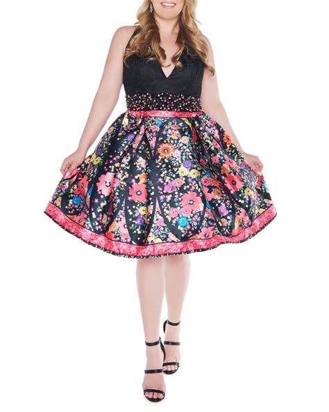 Lux service for lux dresses. Mac Duggal Plus Size Lace-bodice V-neck Floral Fit & Flare ...