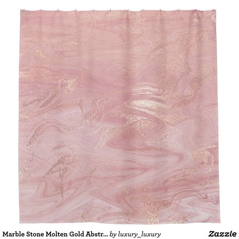 Marble Stone Molten Gold Abstract Pink Rose Gold Shower Curtain