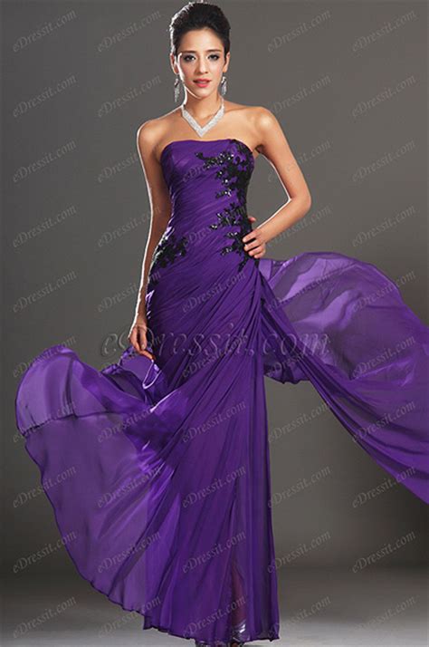 Edressit New Gorgeous Strapless Purple Evening Dress 00135006