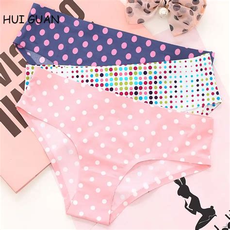 hui guan fashion soft seamless briefs colorful dot crotch cotton panties sex thong women sexy
