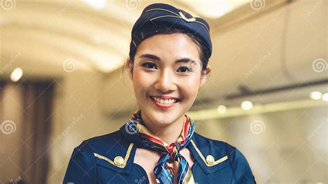 Cabin Crew Or Air Hostess Working In Airplane Stock Image Image Of Crew Airline 202249985