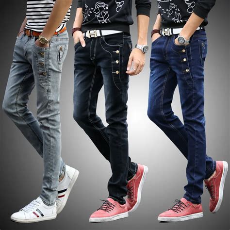 2018 New Fashion Jeans Men Korean Style High Street Slim Fit Button