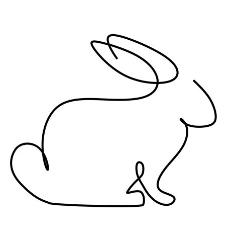 Bunny Rabbit Line Art Icon Abstract Outline Rabbit Hand Drawn