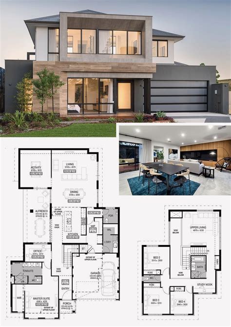 Two Storey House Design With Floor Plan With Elevation Pdf Modern House Floor Plans House