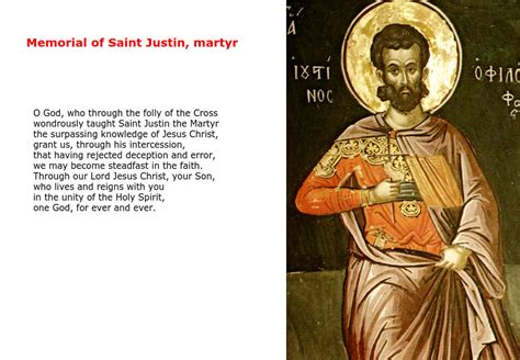 Daily Homilies Memorial Of Saint Justin Martyr