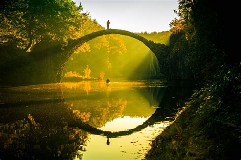 Download River Reflection Germany Bridge Man Made Devils Bridge Hd