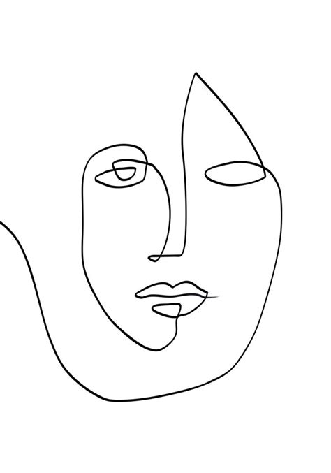 Abstract Face One Line Art Framed Art Print By Marssuart Art Prints