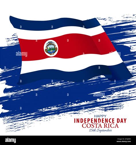 Vector Illustration Of Costa Rican Flag With Typography 15th September
