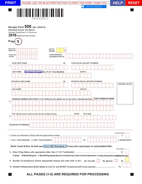 Form 500 Download Fillable Pdf Or Fill Online Individual Income Tax