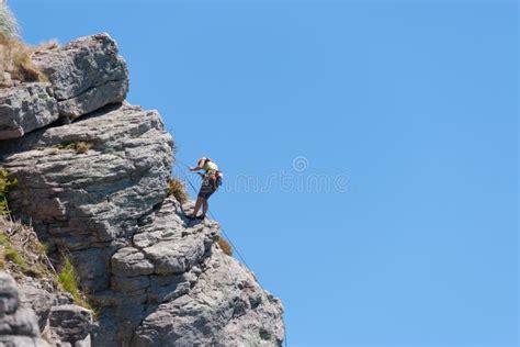 Young Adventurous Person Rock Climbing Editorial Image Image Of