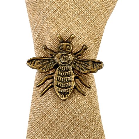 Bumble Bee Napkin Rings Set 4 Iron Accents