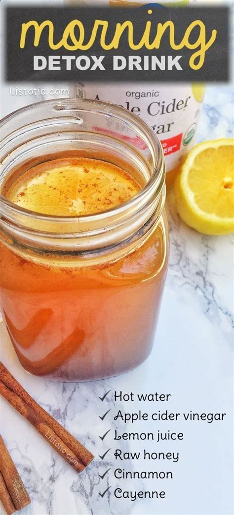 this detox drink recipe with apple cider vinegar helps aid in cleansing wei… detox drinks