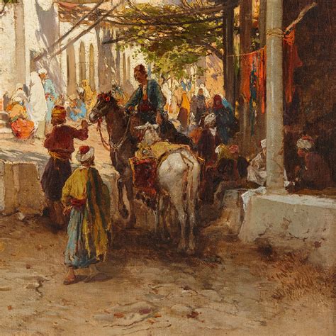 Large Orientalist Oil Painting Of A Market Scene By Corrodi Mayfair