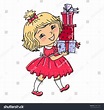 Little Cute Girl Holding Gifts Vector Stock Vector (Royalty Free ...