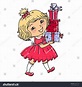 Little Cute Girl Holding Gifts Vector Stock Vector (Royalty Free ...
