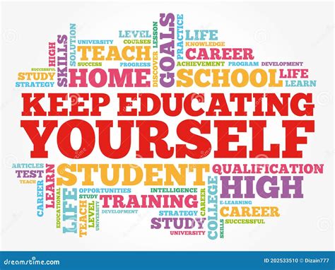 Keep Educating Yourself Word Cloud Collage Education Concept Stock
