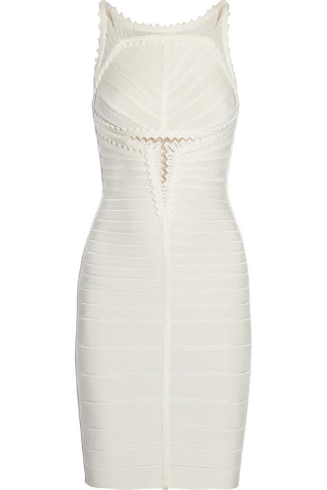 Lyst Hervé Léger Meshdetailed Bandage Dress In White