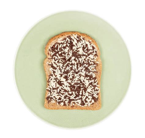 Typical Dutch Chocolate Sprinkles Hagelslag On A Slice Of Bread Served