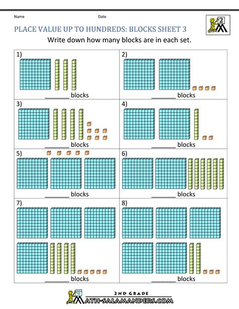 Using tens ones worksheet, studentswrite the amount of tens and ones for each number. Place Value Blocks with 3 digit number