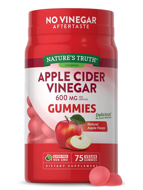 Apple Cider Vinegar Gummies 600 Mg 75 Gummies Natural Apple